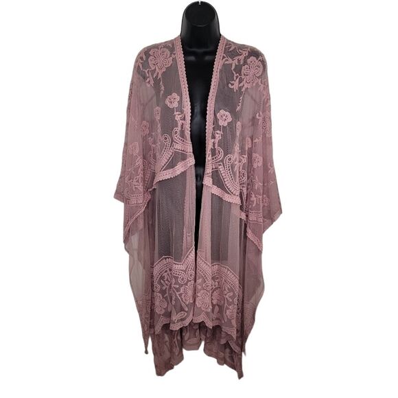 TORRID blush mesh lace floral kimono topper size OSFM OS - Picture 1 of 9